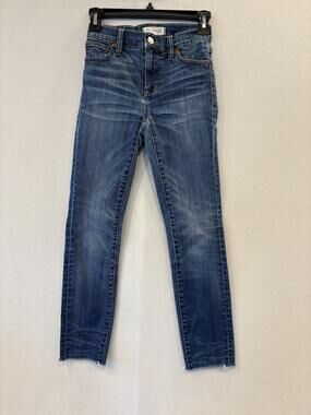 Madewell High Riser Skinny Jeans Womens 24 Blue Distressed Raw Hem Denim